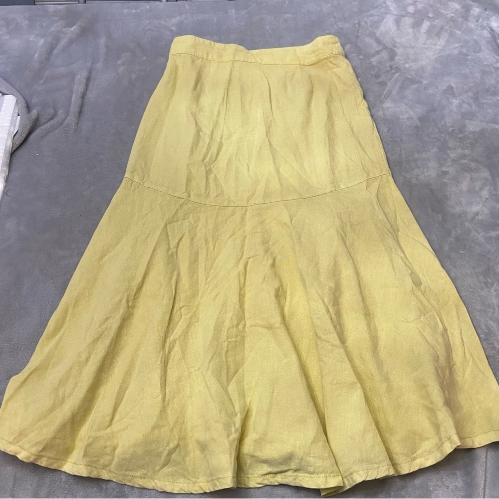 Free People poppy linen button front split midi skirt yellow 4164 - Picture 10 of 13